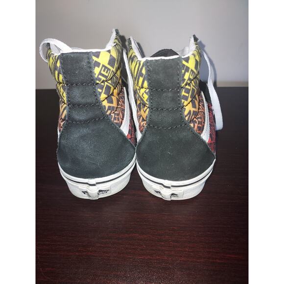 Vans Sk8 Hi Logo Flame Mens 8.5 Lace Up Off the Wall Skateboarding Black - Picture 3 of 13